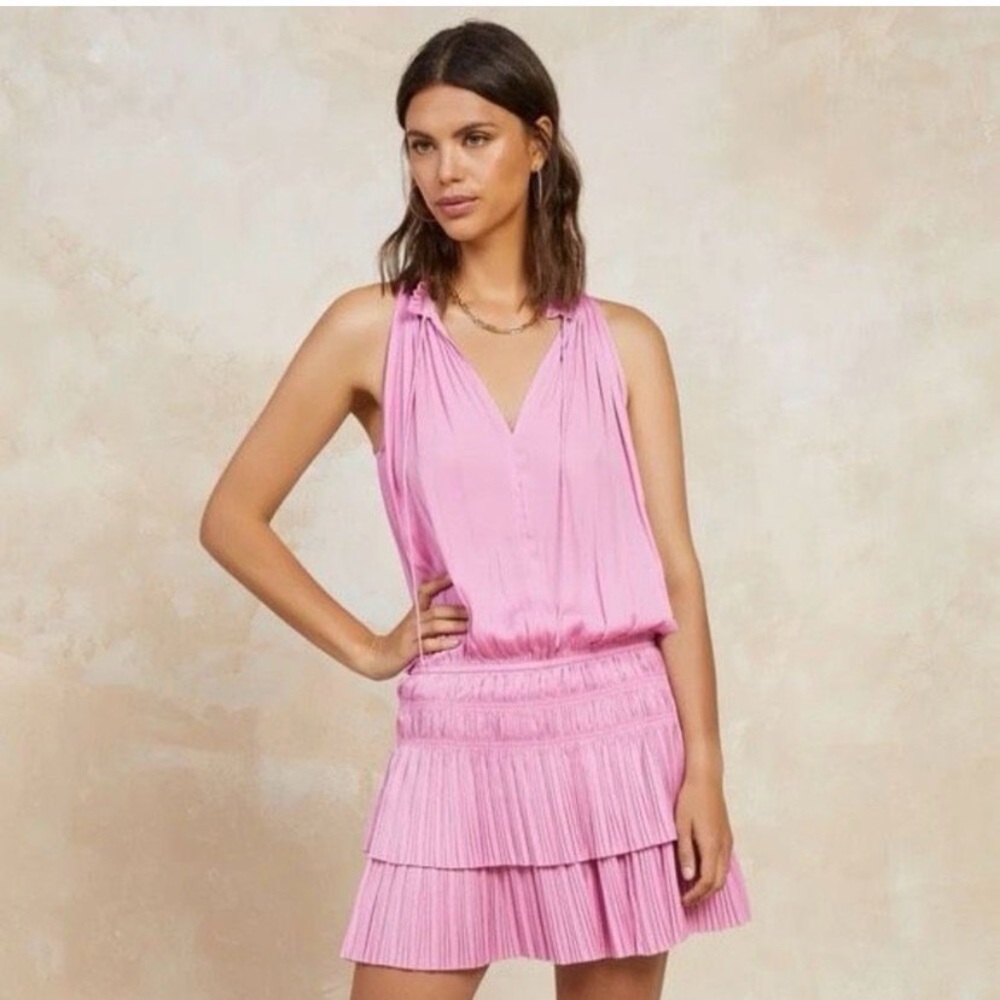 Anthropology Current Air Blush Pleated Mini Dress XS